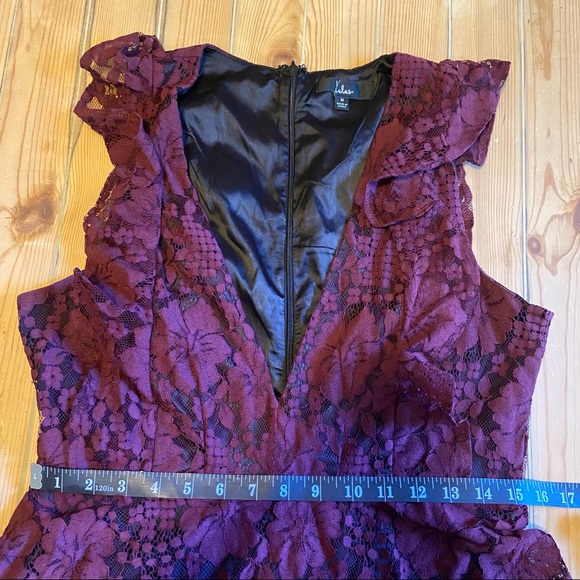 NWOT Lulus Molinetto Burgundy Lace Ruffled Tiered Sleeveless Maxi Dress - Picture 14 of 16